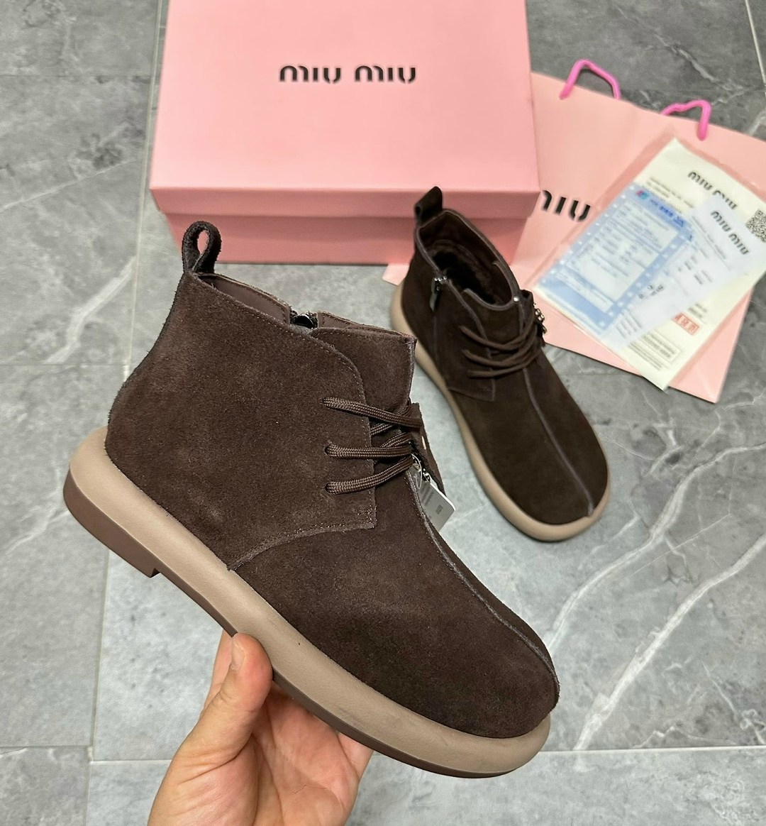 женские ботинки miu miu,, женская,ботинки miu miu шоколадные,miu miu ботинки