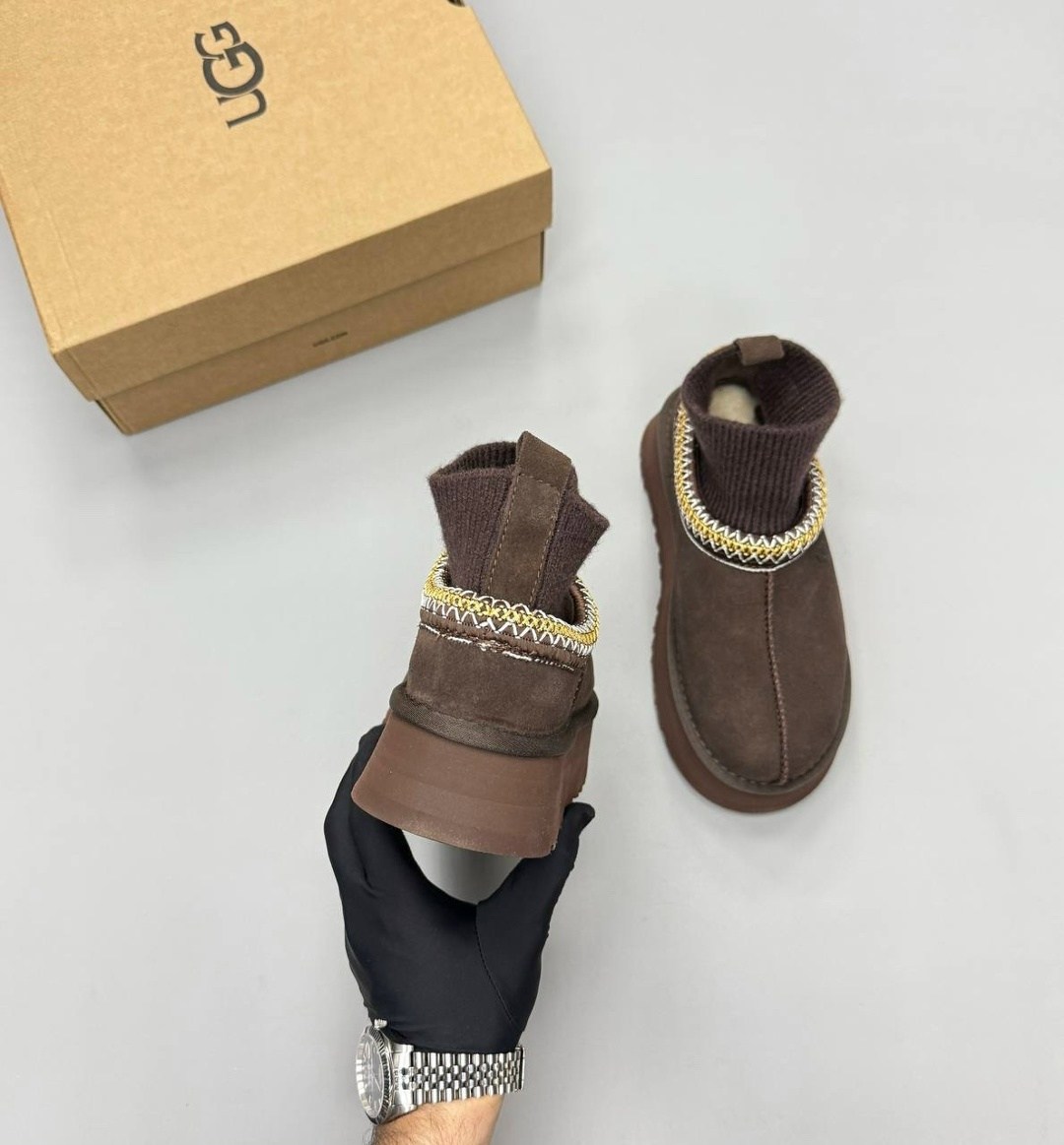 зимние угги ugg tazzette с трикотажной вставкой,женские угги,угги женские ugg,,угги зимние на платформе