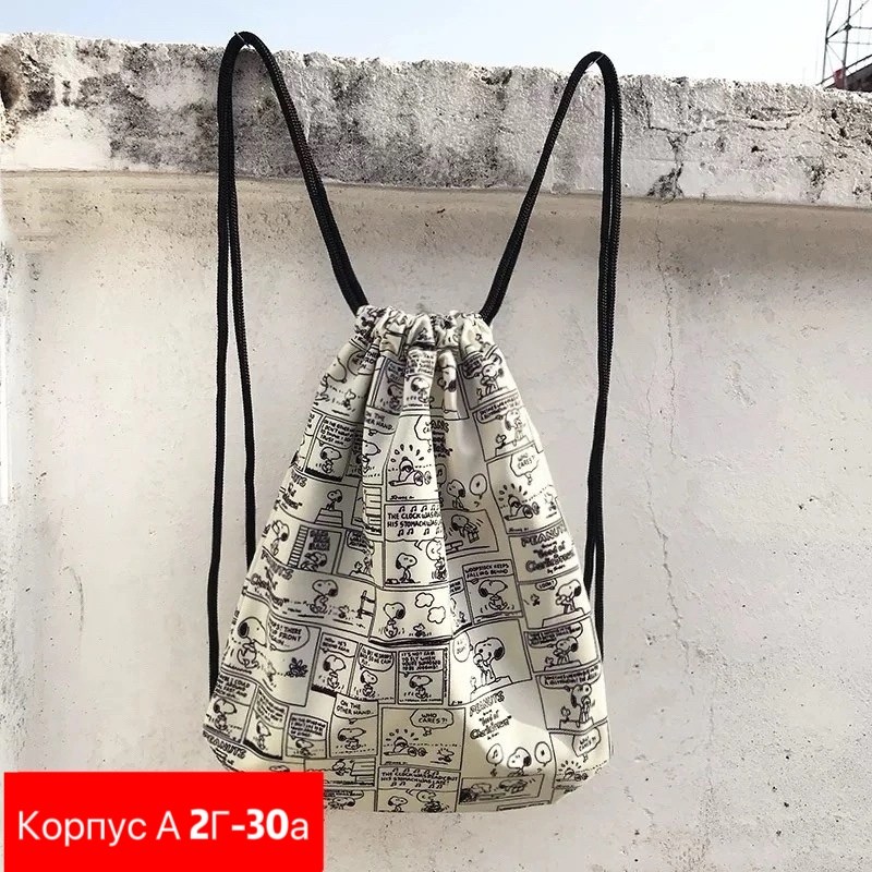 рюкзак в корейском стиле,рюкзак на шнурке,рюкзак с принтом,стильная сумка рюкзак,рюкзак с рисунком