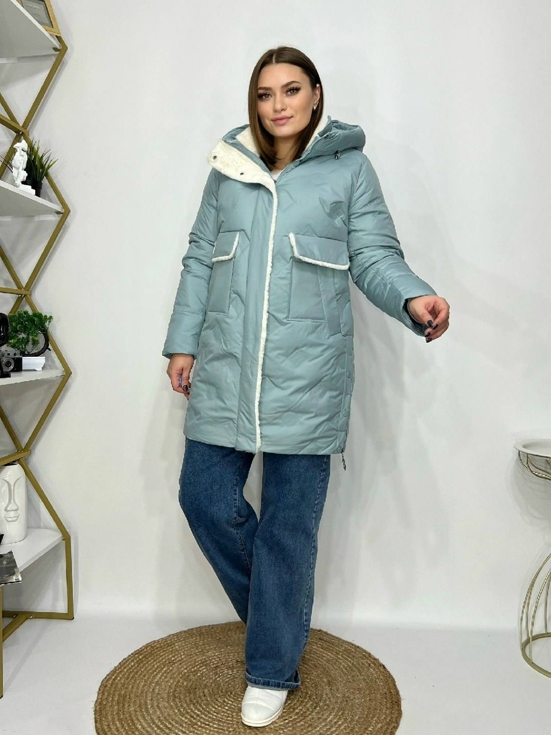 женские куртки зима,женская куртка,куртка оверсайз,пуховик женский nobrand 306 бирюзовый 54 ru,демисезонная куртка