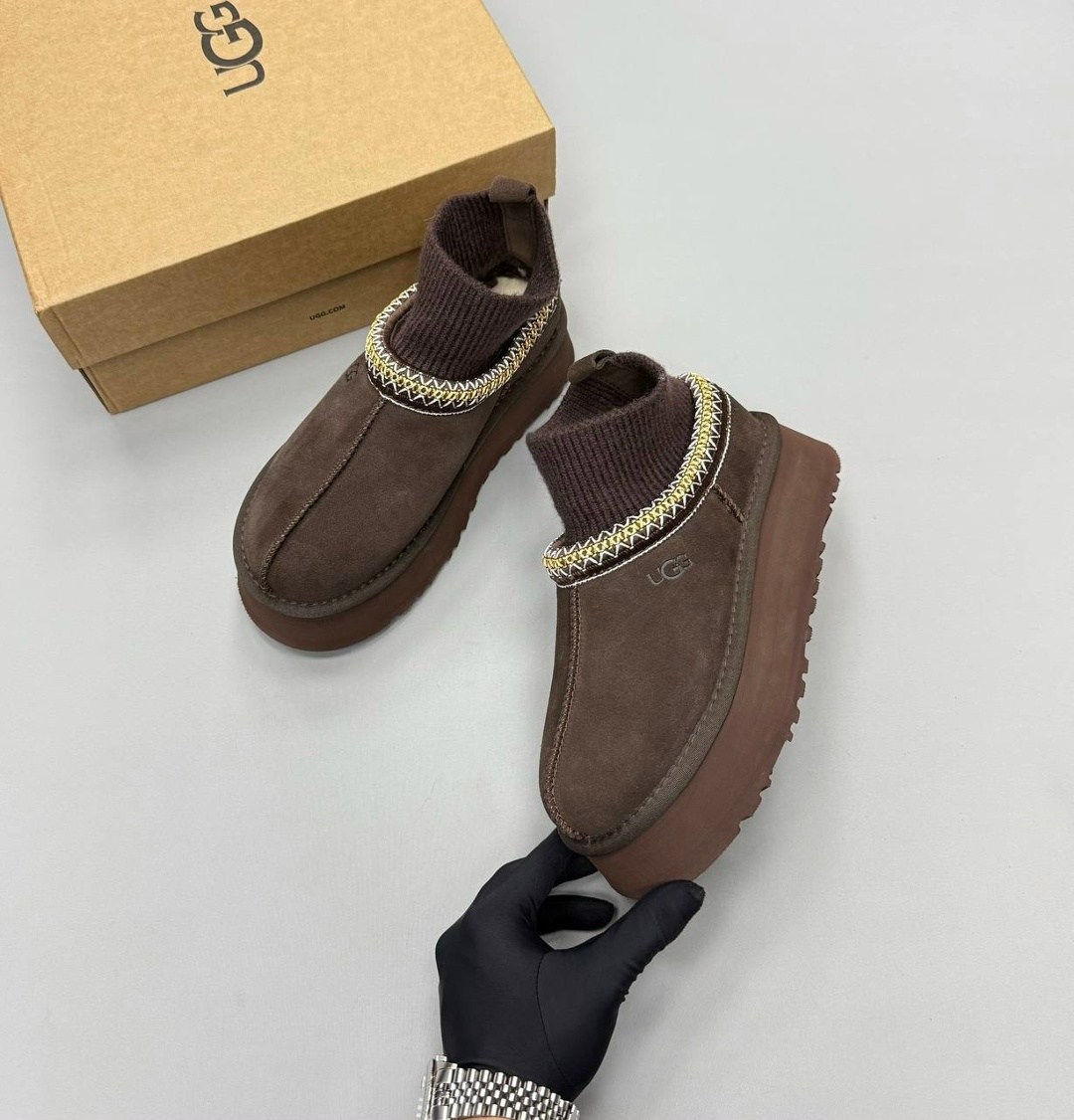 зимние угги ugg tazzette с трикотажной вставкой,женские угги,угги женские ugg,,угги зимние на платформе