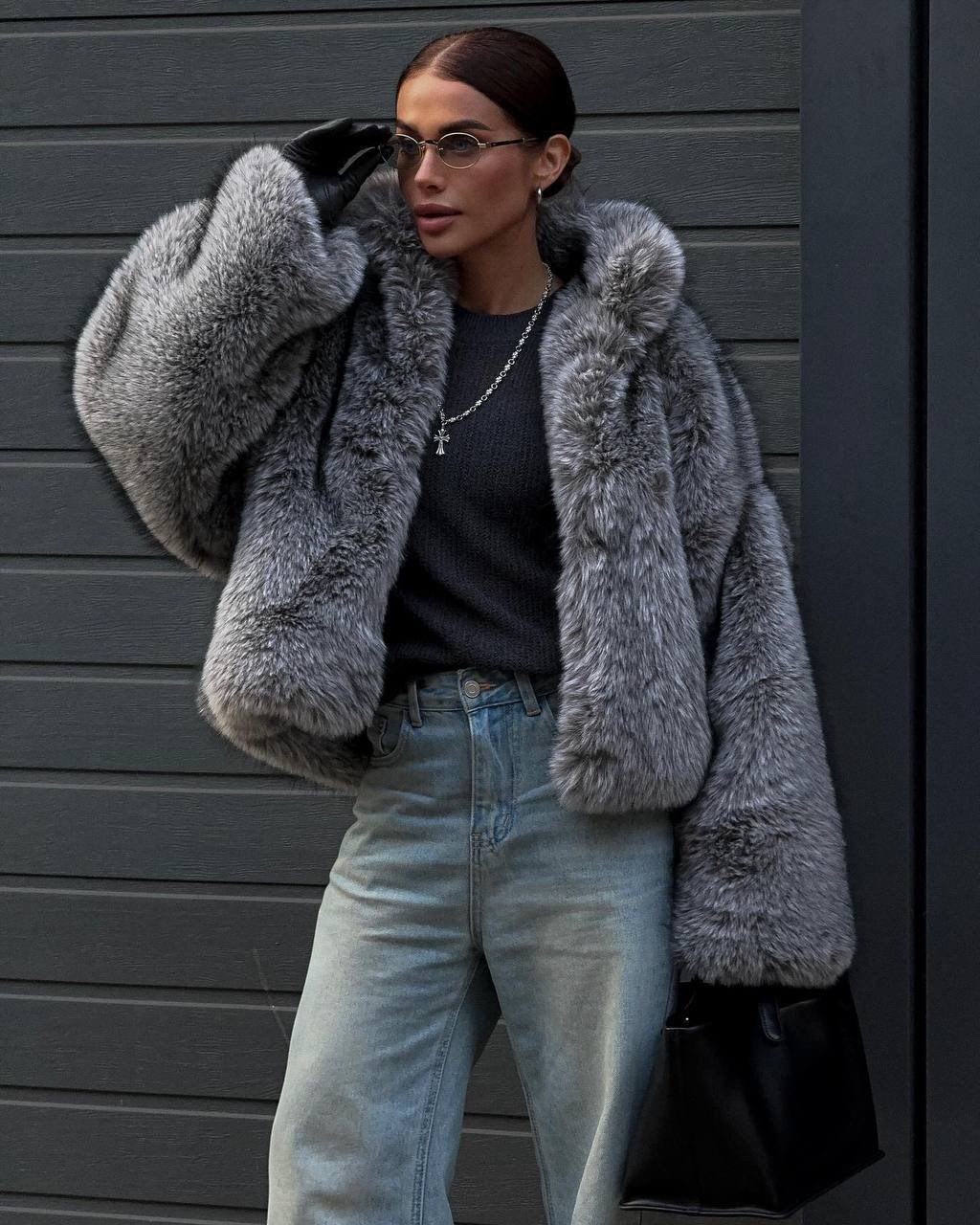 шуба короткая серая экомех yana furs,искусственная шуба,шуба из эко меха,шуба из экомеха,женская искусственная шуба