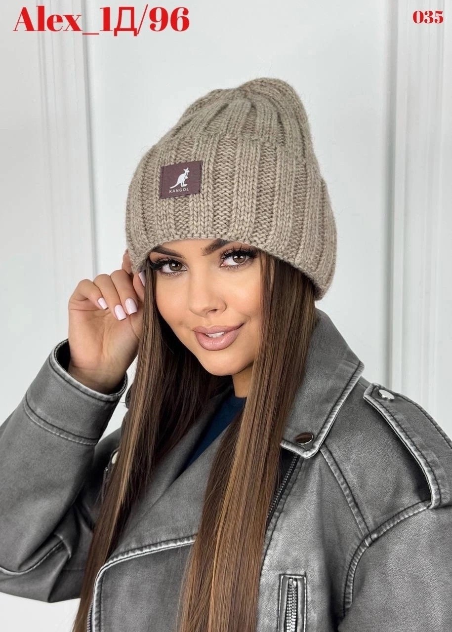 шапка бини с отворотом kangol,женские вязаные шапки,шапка женская бини,женская шапка зимняя крис,модная женская шапка