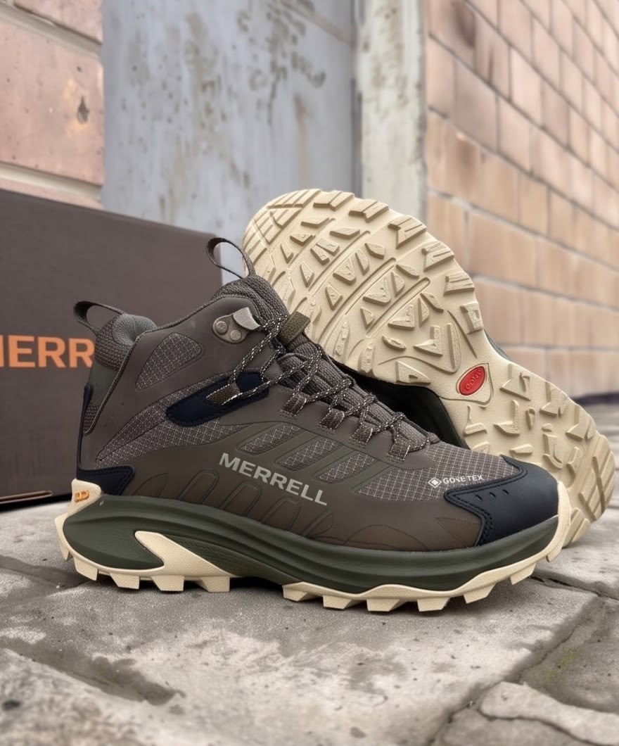 походная  merrell moab speed 2 mid gtx оливковый,ботинки merrell, для треккинга merrell speed strike 2 mid gtx,merrell moab speed 2,кроссовки мужской merrell