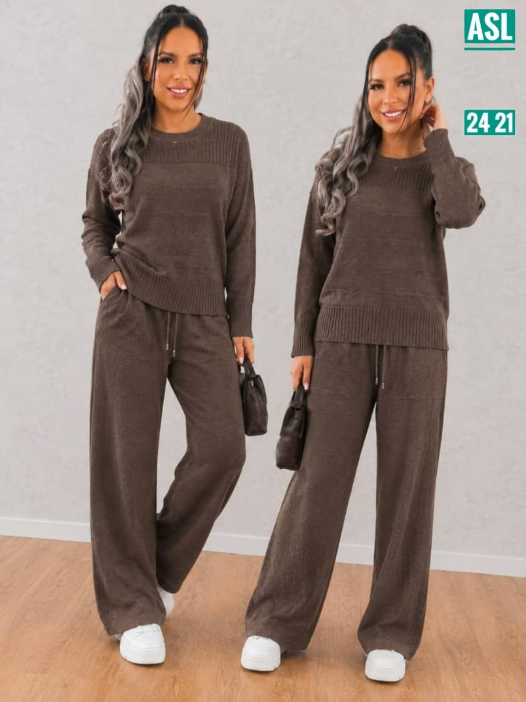 костюм женский трикотажный,костюм теплый трикотажный с брюками lucky fashion,трикотажный костюм,костюм шерстяной с брюками p&t fashion цвет белый,вязаный теплый костюм из трикотажа mix moda