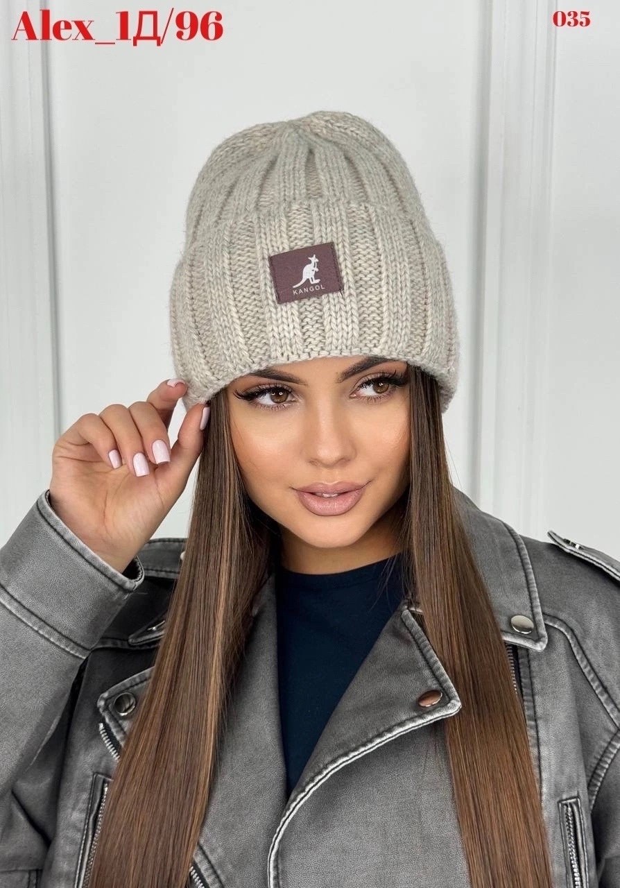 шапка бини с отворотом kangol,женские вязаные шапки,шапка женская бини,женская шапка зимняя крис,модная женская шапка