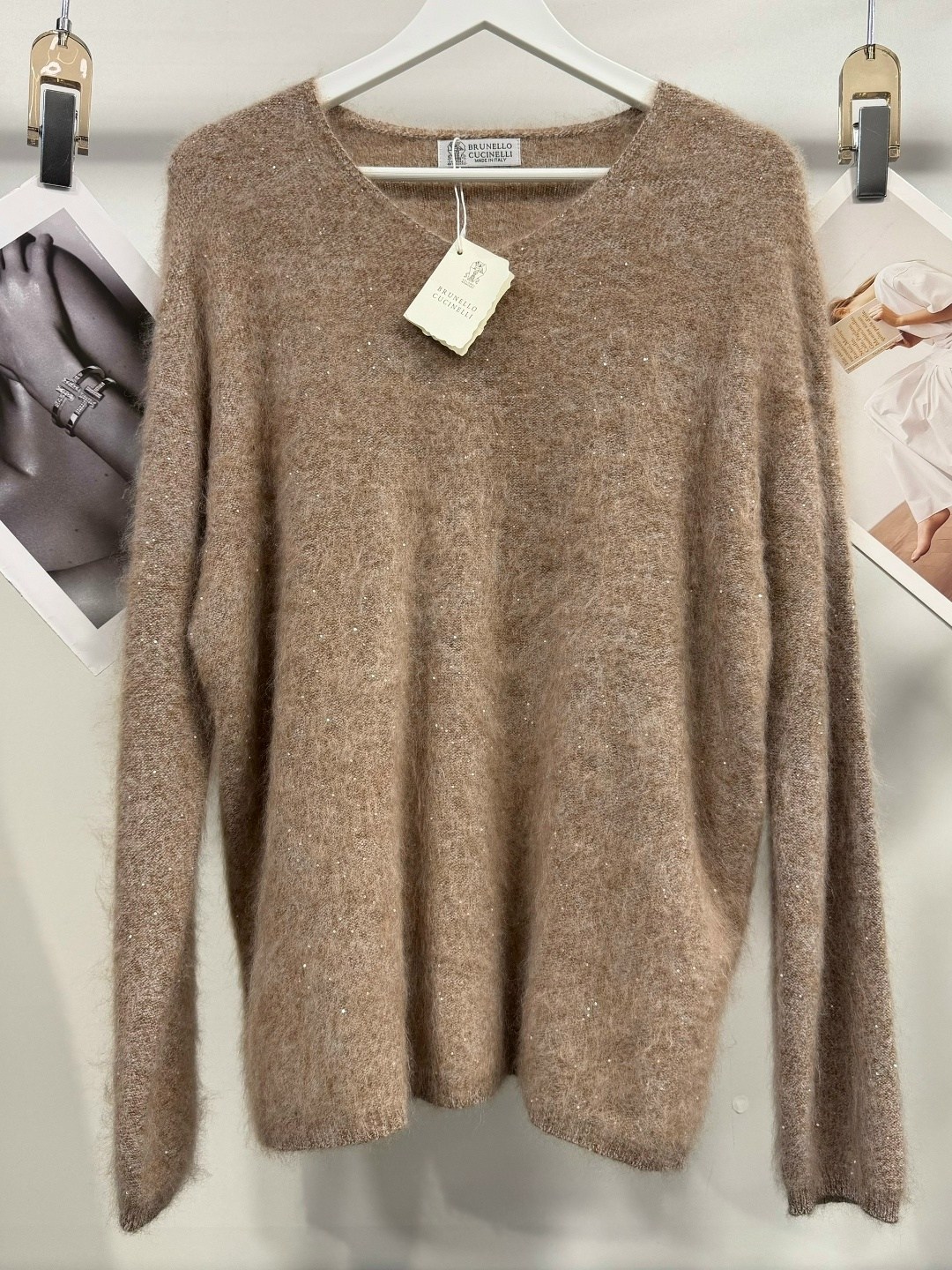свитер оверсайз из микса мохера h&m бежевый,женский свитер,свитер из альпаки,свитер,пушистая кофта