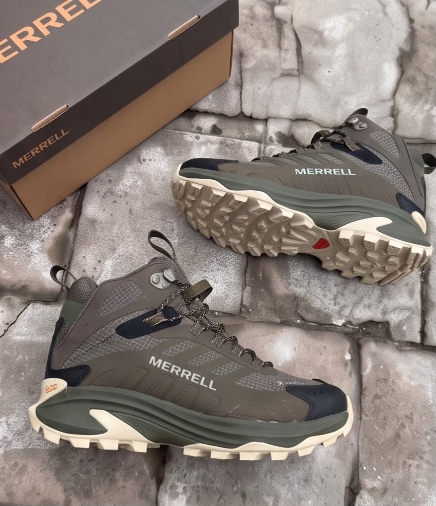 походная  merrell moab speed 2 mid gtx оливковый,ботинки merrell, для треккинга merrell speed strike 2 mid gtx,merrell moab speed 2,кроссовки мужской merrell