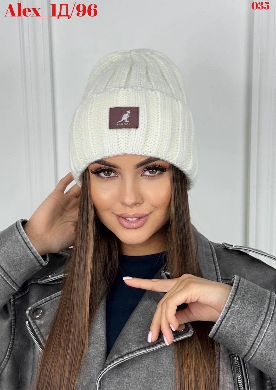 шапка бини с отворотом kangol,женские вязаные шапки,шапка женская бини,женская шапка зимняя крис,модная женская шапка