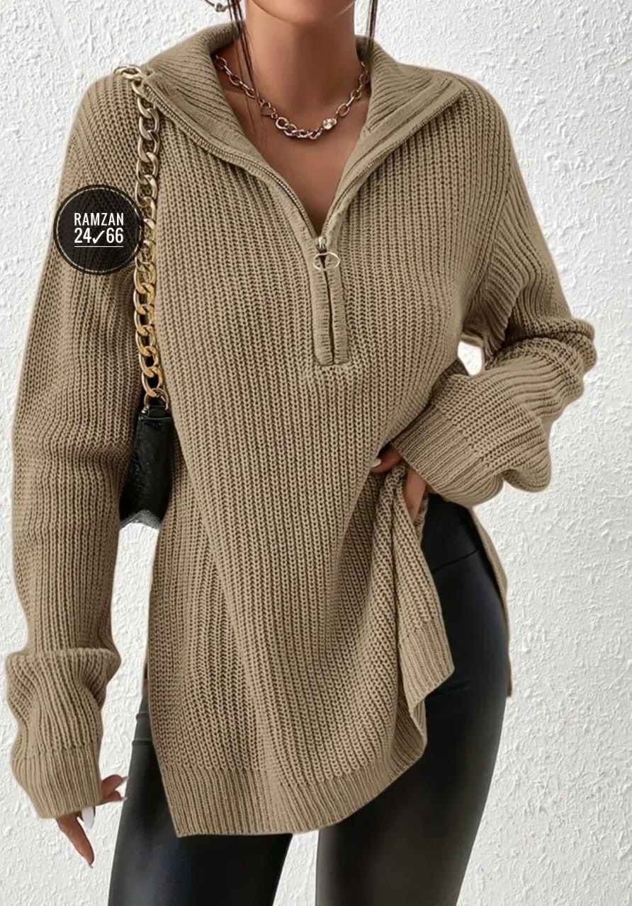 свитер оверсайз с горлом вязаный на молнии теплый,свитер оверсайз с горлом на молнии c&h style,свитер оверсайз с воротником на молнии вязаный теплый seven eleven,женская кофта,свитер вязаный оверсайз