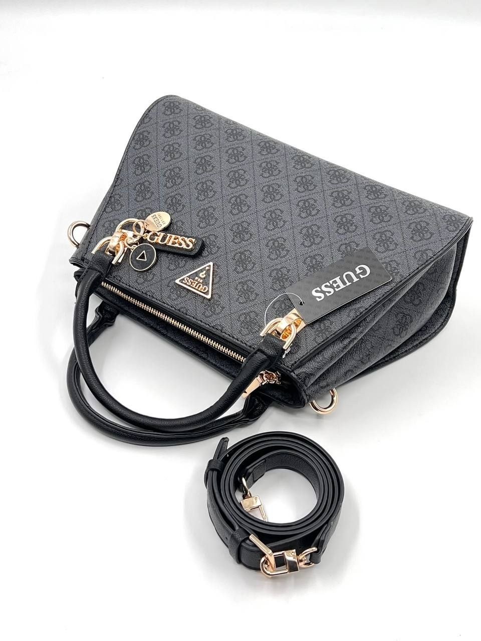 женская сумка guess,сумка guess,сумка женская guess hwbg8377060 темно-серая,сумка-тоут guess erica 2 серый,стильная сумка