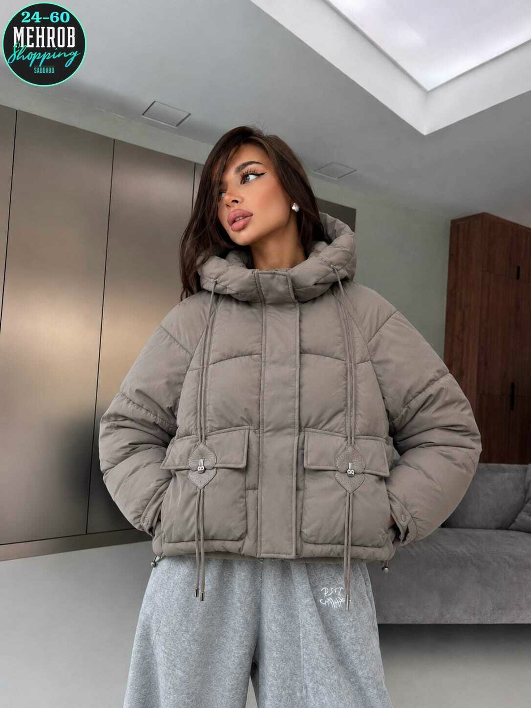 демисезонная короткая куртка оверсайз с капюшоном eveli clothing,куртка женская люкс ,женская куртка,куртка оверсайз,куртка