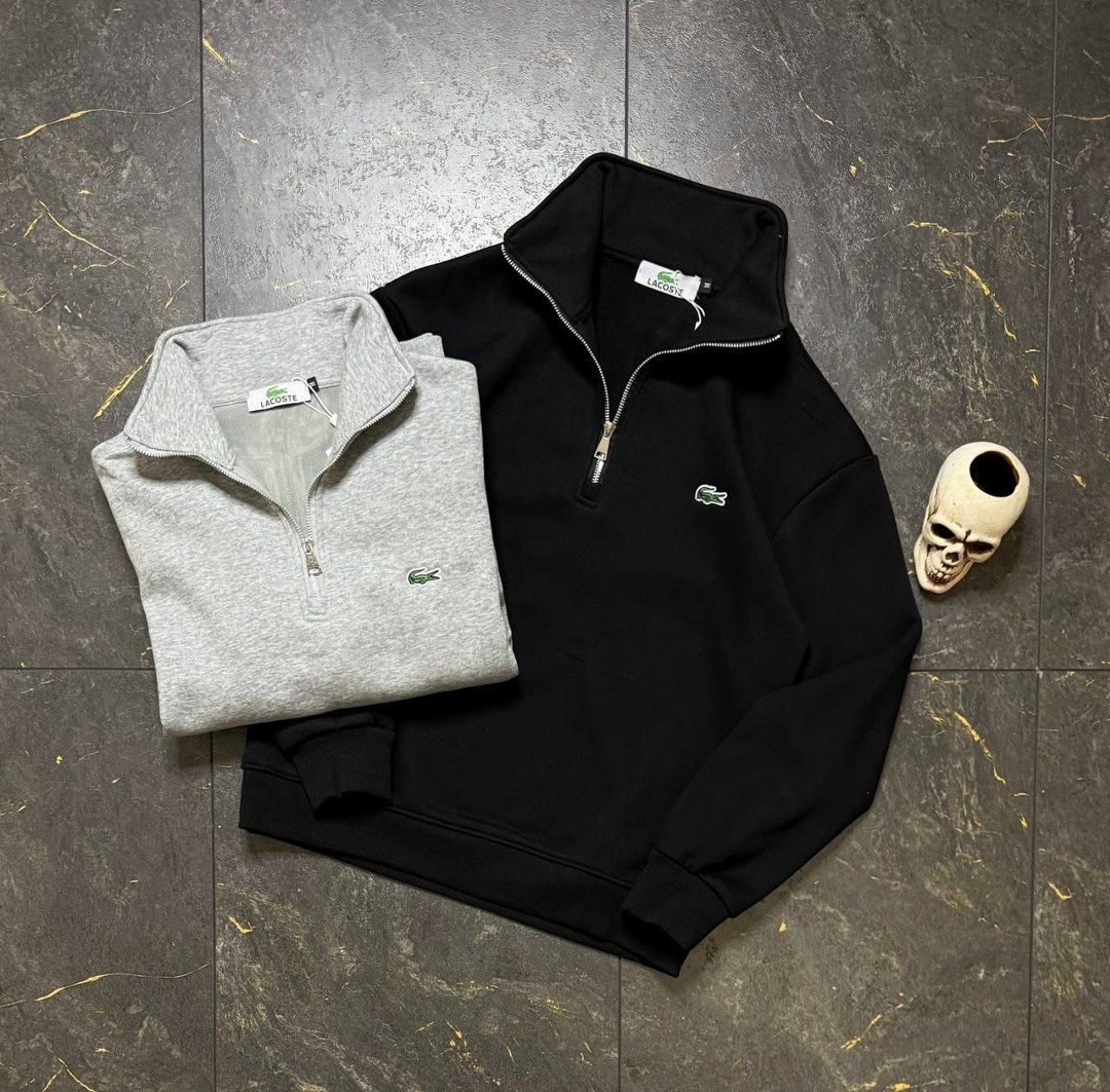 lacoste essentials 1 4 zip sweatshirt in black,свитер мужской ah1980 lacoste черный,толстовка мужская lacoste casual черная xl,lacoste black,толстовка с вышитым логотипом lacoste черный