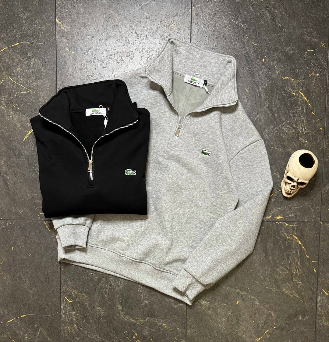 lacoste essentials 1 4 zip sweatshirt in black,свитер мужской ah1980 lacoste черный,толстовка мужская lacoste casual черная xl,lacoste black,толстовка с вышитым логотипом lacoste черный