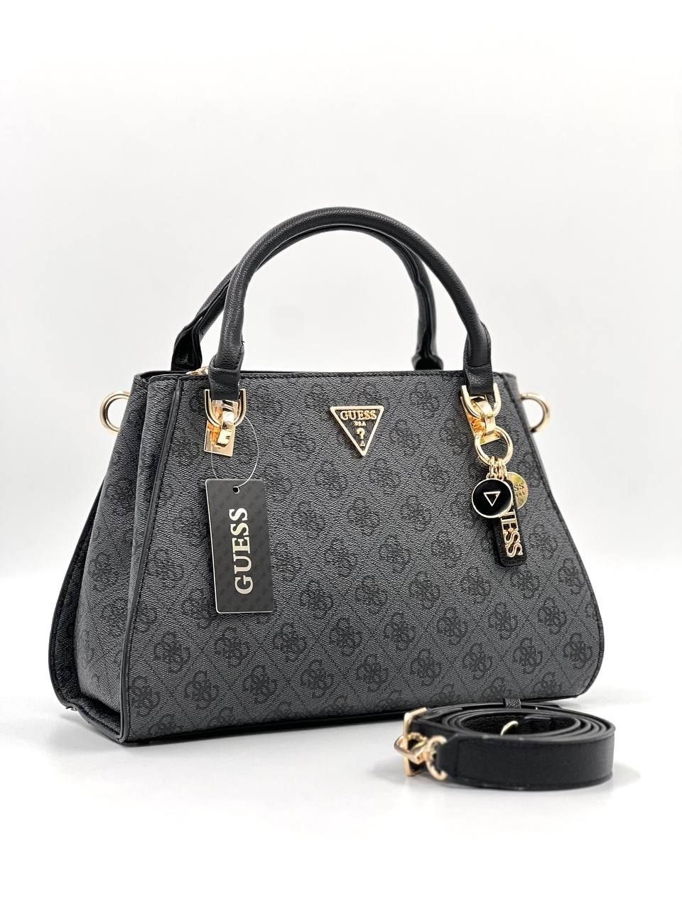 женская сумка guess,сумка guess,сумка женская guess hwbg8377060 темно-серая,сумка-тоут guess erica 2 серый,стильная сумка