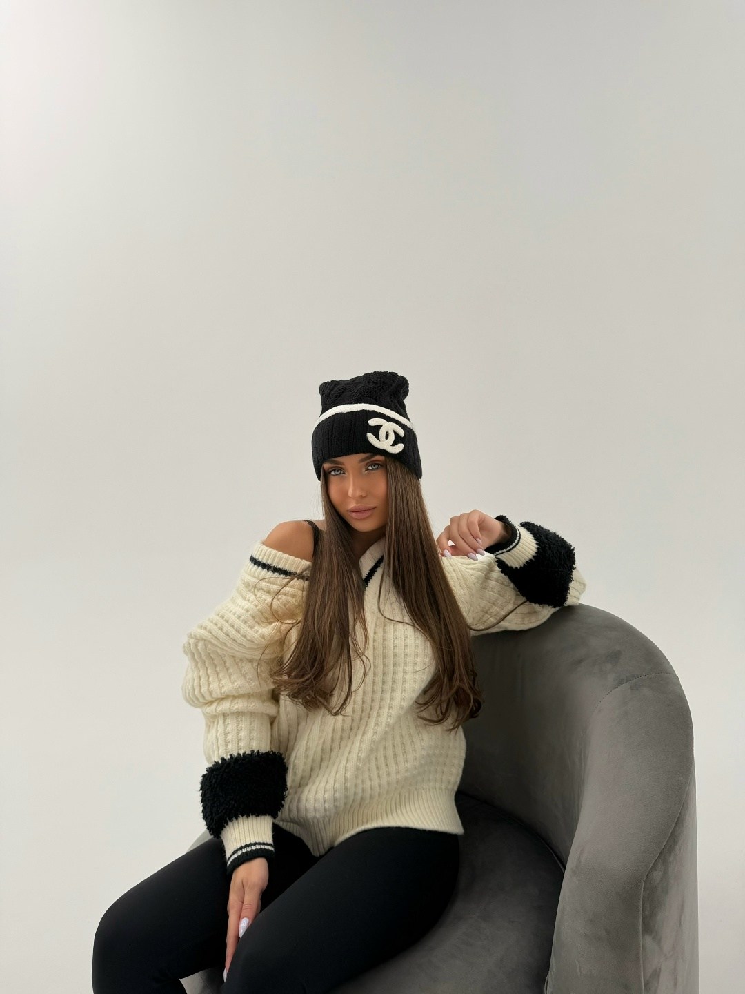 шапка женская,шапка,шапка бини,вязаная шапка бини двойная g&c shop,шапка бини вязаная