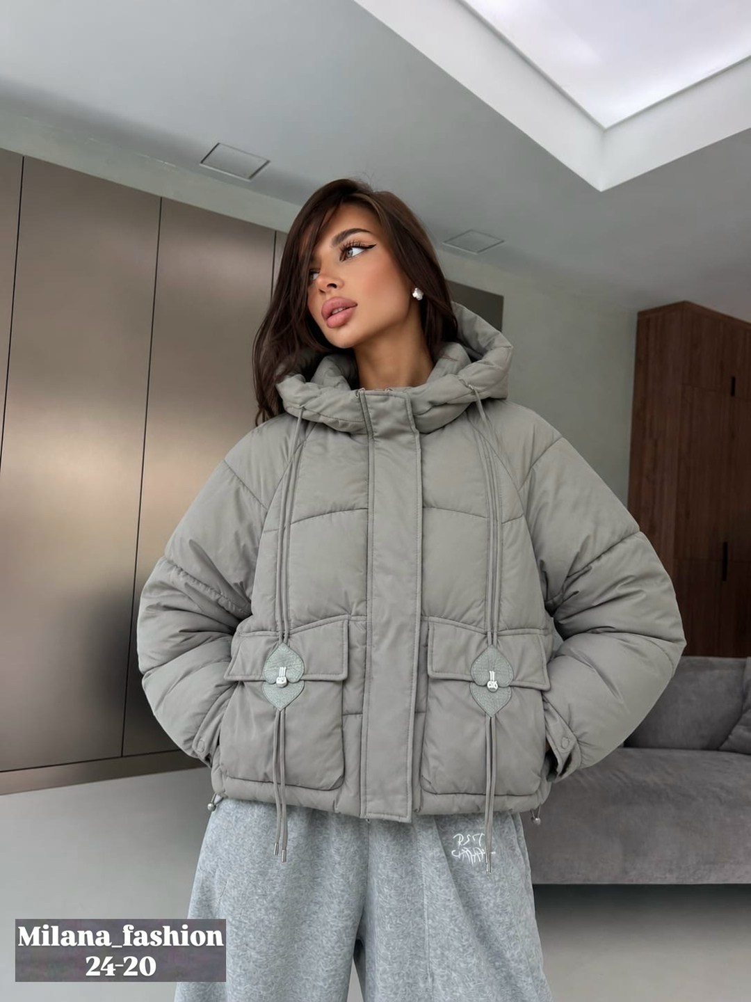 демисезонная короткая куртка оверсайз с капюшоном eveli clothing,куртка,куртка женская люкс ,куртка оверсайз,женская куртка