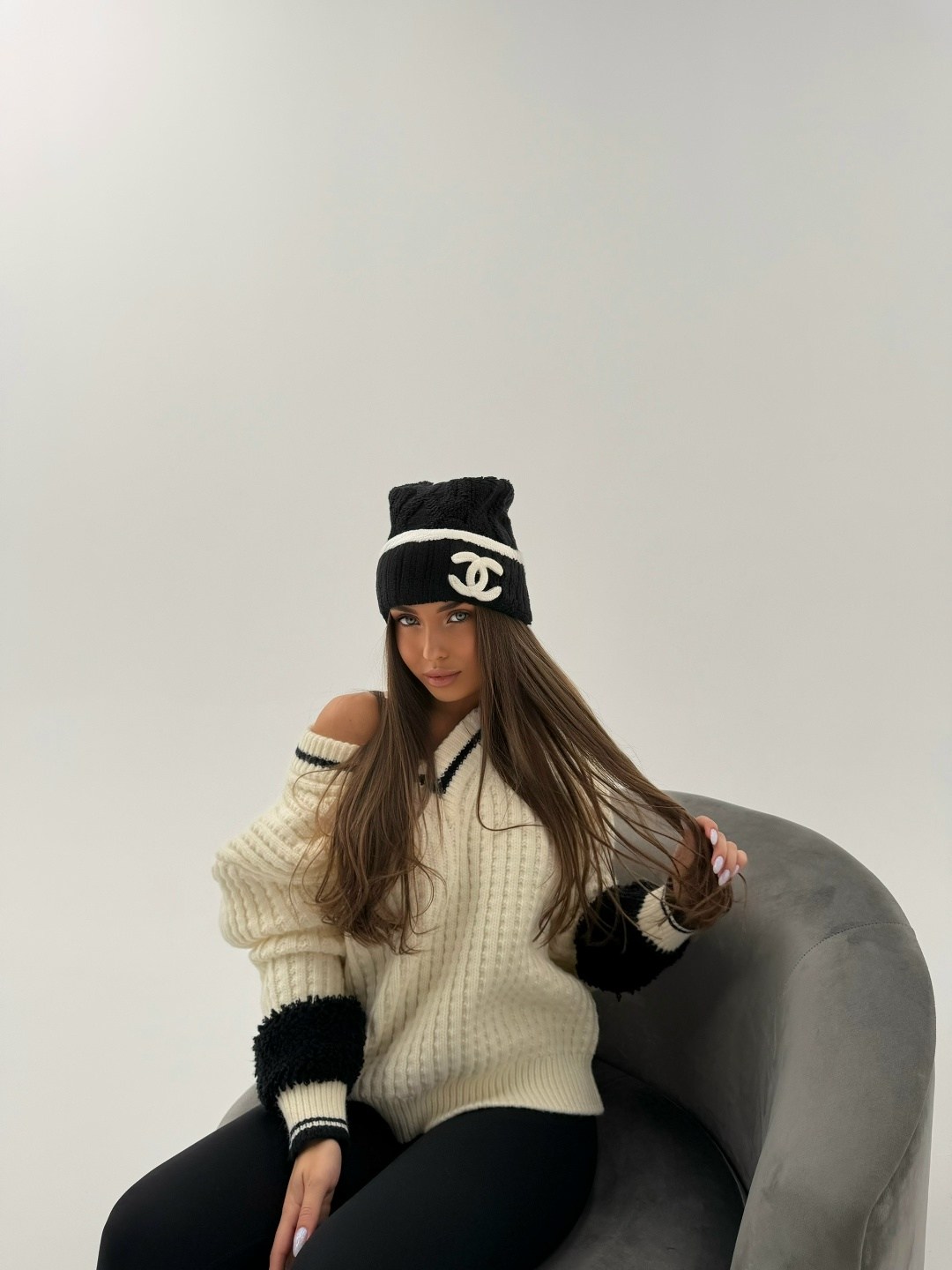 шапка женская,шапка,шапка бини,вязаная шапка бини двойная g&c shop,шапка бини вязаная