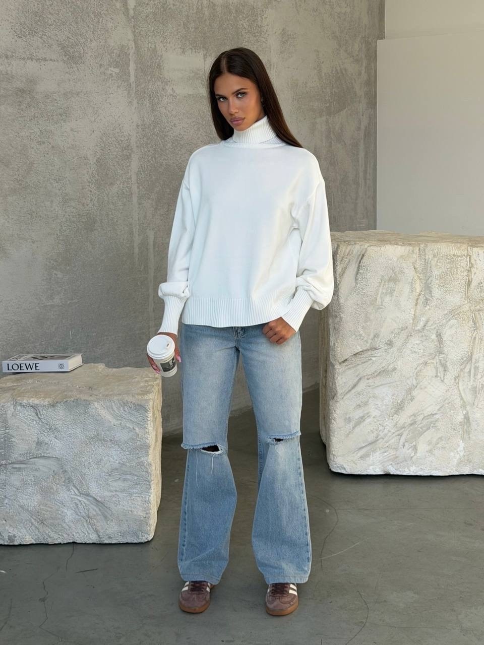 свитер вязаный оверсайз с горлом кк fashion,свитер женский оверсайз с горлом вязаный арт. 11994496,свитер женский оверсайз с горлом,свитер вязаный оверсайз с горлом объемный,свитер белый оверсайз