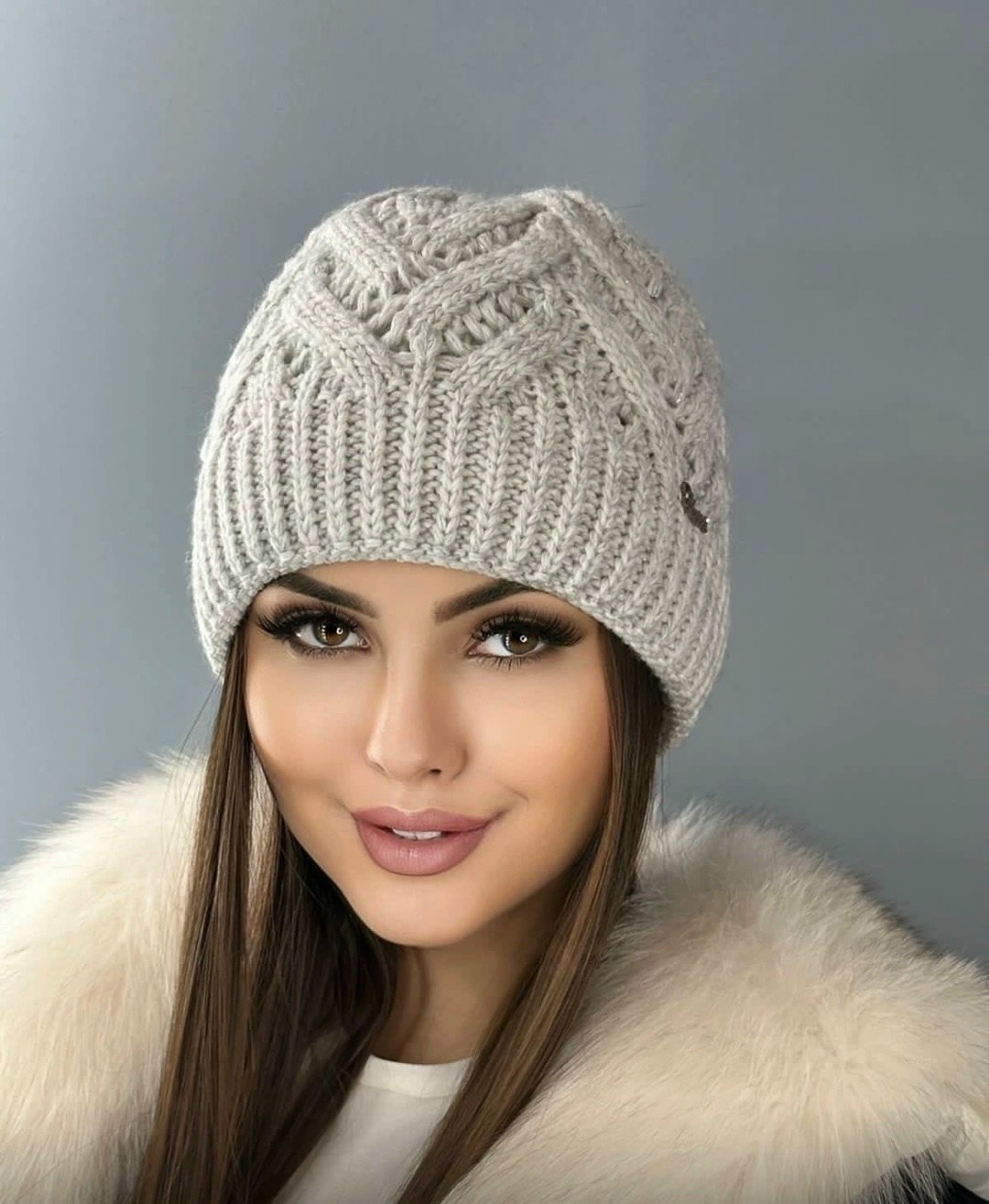шапки зимняя вязаная бини,шапка зимняя вязаная,вязаная шапка,шапка коса,шапка спицами