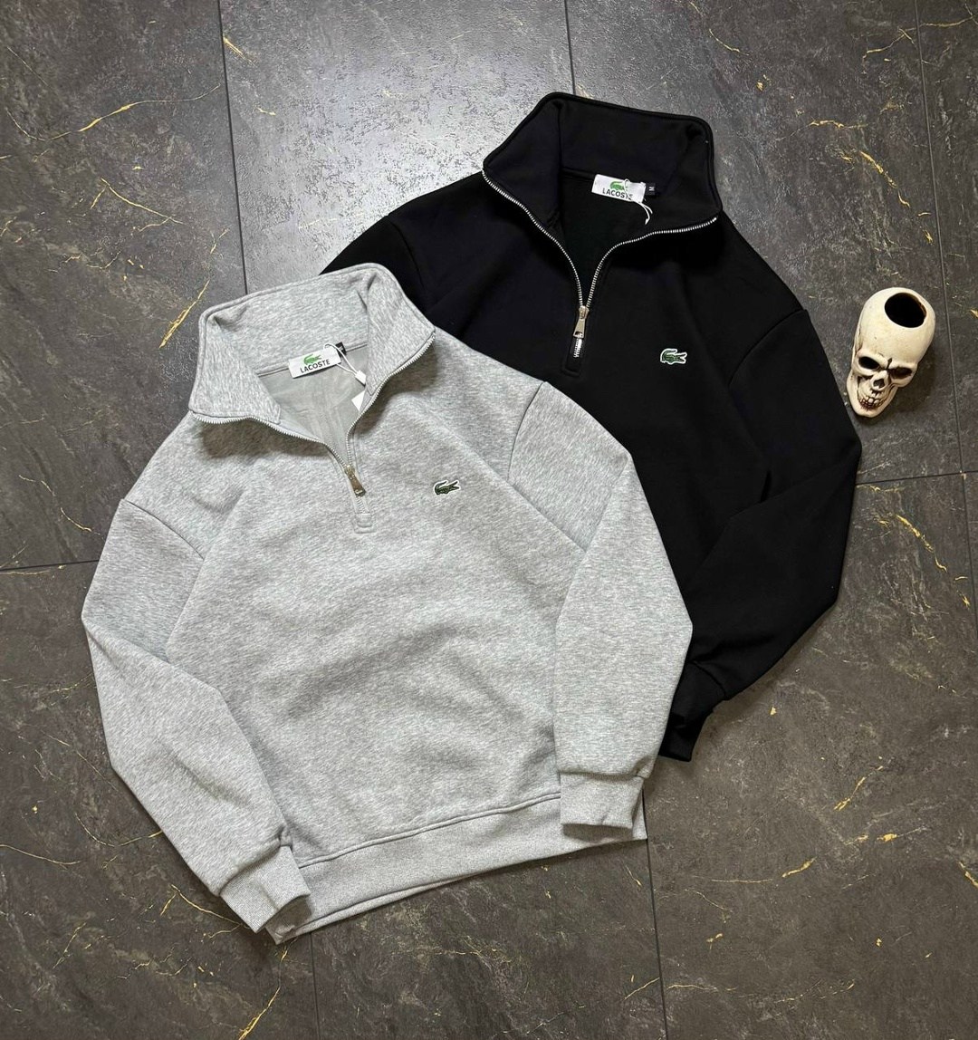 lacoste essentials 1 4 zip sweatshirt in black,свитер мужской ah1980 lacoste черный,толстовка мужская lacoste casual черная xl,lacoste black,толстовка с вышитым логотипом lacoste черный