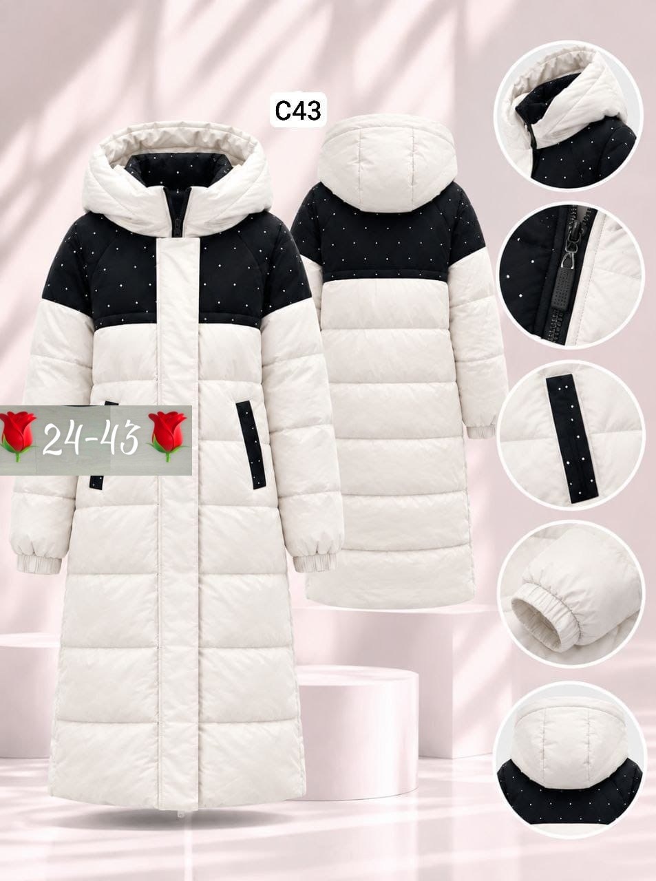 зимняя женская куртка,пуховик удлинённый женский yuzi 47524190,куртка женская длинная зимняя,женская куртка,пуховик зимний длинный с капюшоном куртка