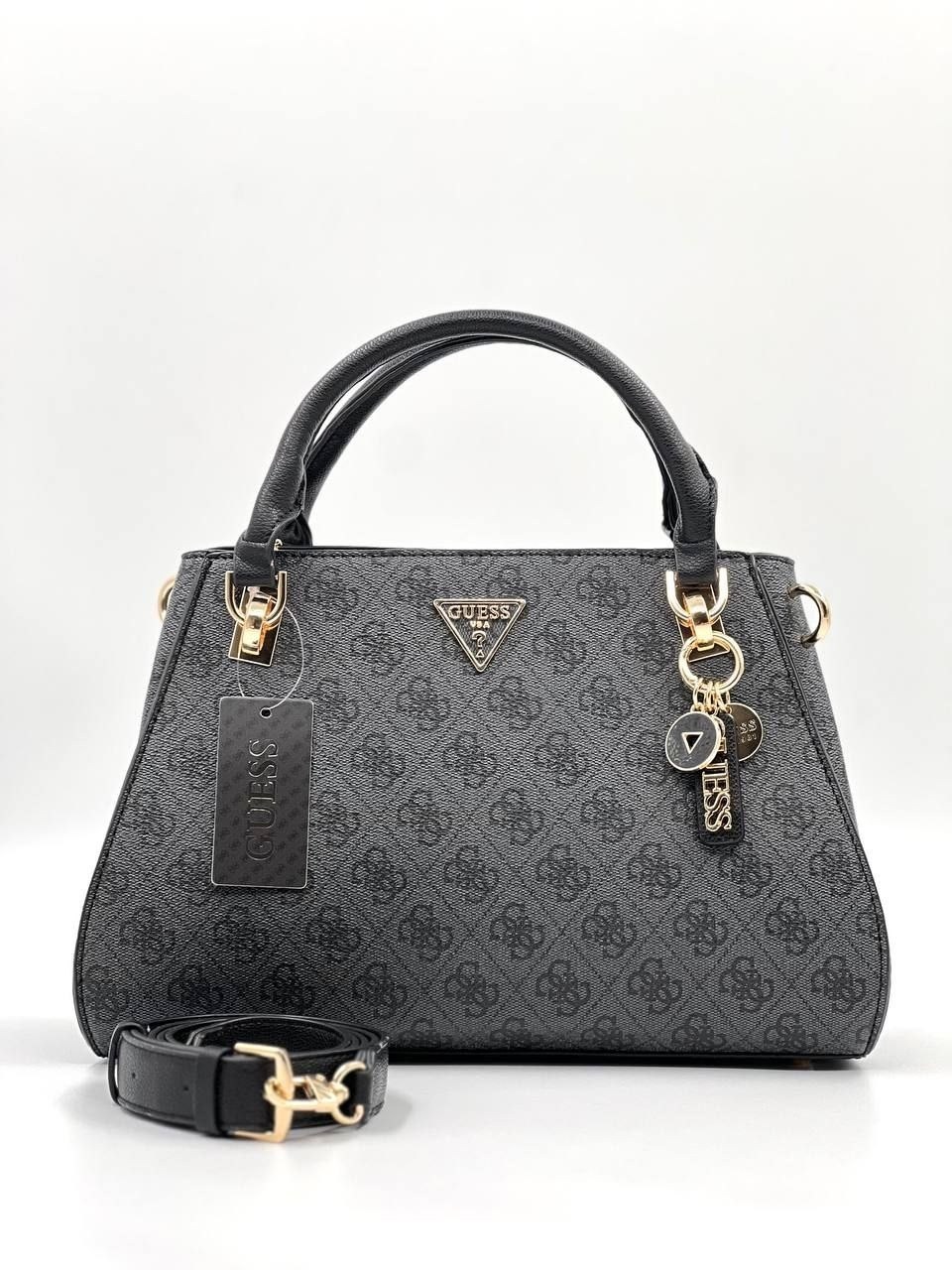женская сумка guess,сумка guess,сумка женская guess hwbg8377060 темно-серая,сумка-тоут guess erica 2 серый,стильная сумка