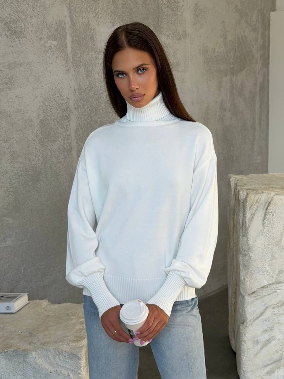 свитер вязаный оверсайз с горлом кк fashion,свитер женский оверсайз с горлом вязаный арт. 11994496,свитер женский оверсайз с горлом,свитер вязаный оверсайз с горлом объемный,свитер белый оверсайз