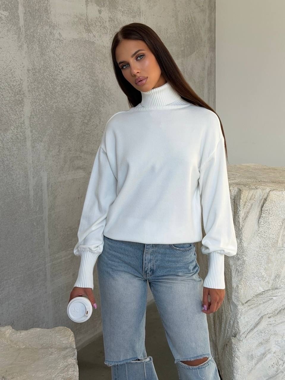 свитер вязаный оверсайз с горлом кк fashion,свитер женский оверсайз с горлом вязаный арт. 11994496,свитер женский оверсайз с горлом,свитер вязаный оверсайз с горлом объемный,свитер белый оверсайз