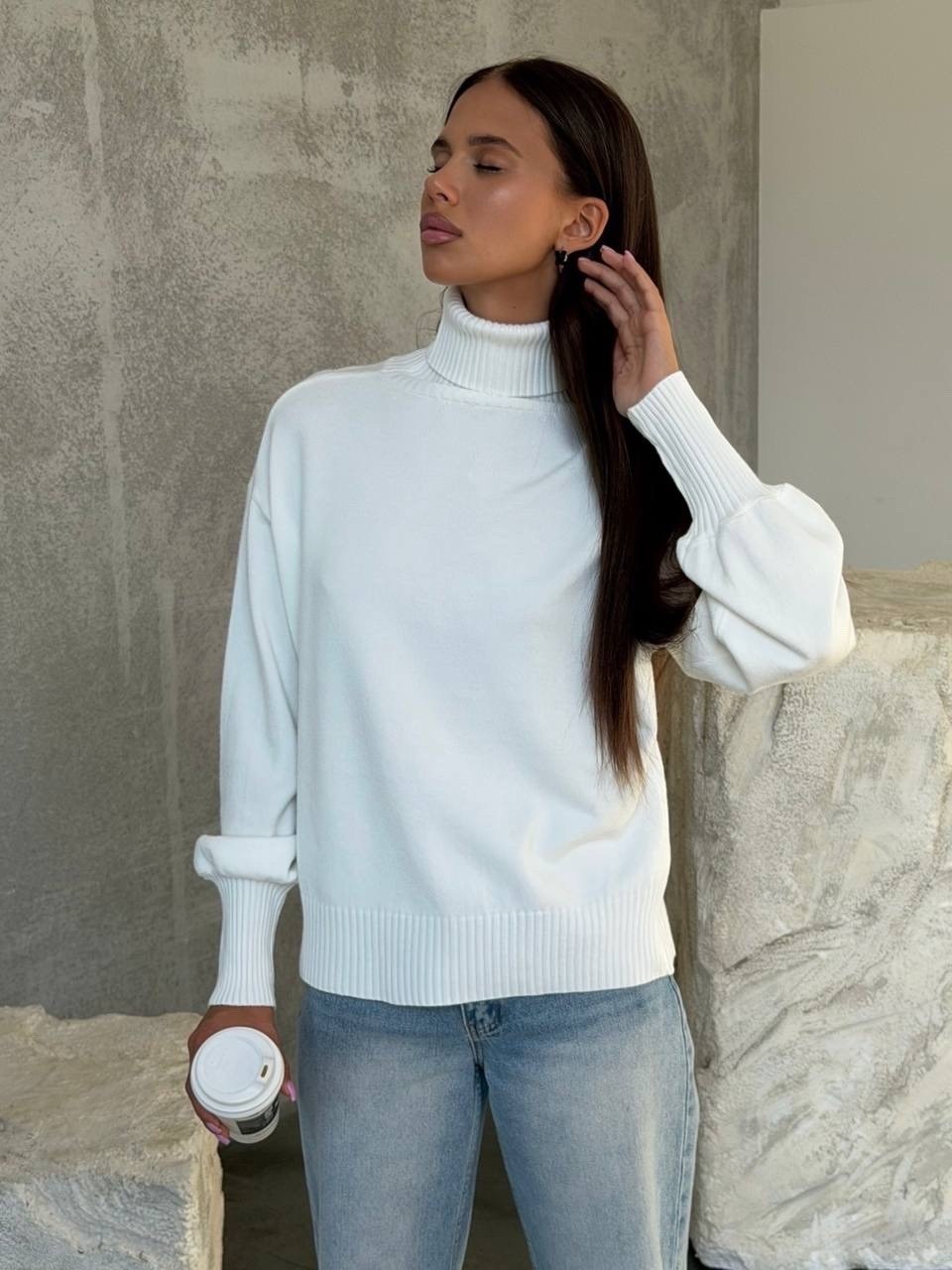 свитер вязаный оверсайз с горлом кк fashion,свитер женский оверсайз с горлом вязаный арт. 11994496,свитер женский оверсайз с горлом,свитер вязаный оверсайз с горлом объемный,свитер белый оверсайз