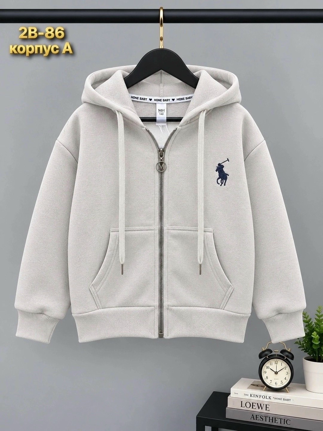 толстовка хлопкового трикотажа для мальчиков с логотипом и молнией polo ralph lauren, серый,кофта толстовка,детская кофта,толстовка,толстовка для мальчика