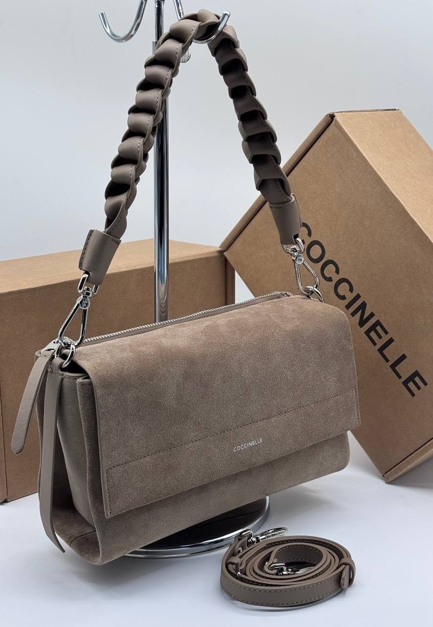 замшевая сумка хобо boheme suede bimaterial coccinelle,сумка coccinelle,женский coccinelle сумка boheme suede bimaterial из натуральной замши (цвет коричневый),сумка boheme suede bimaterial из натурал