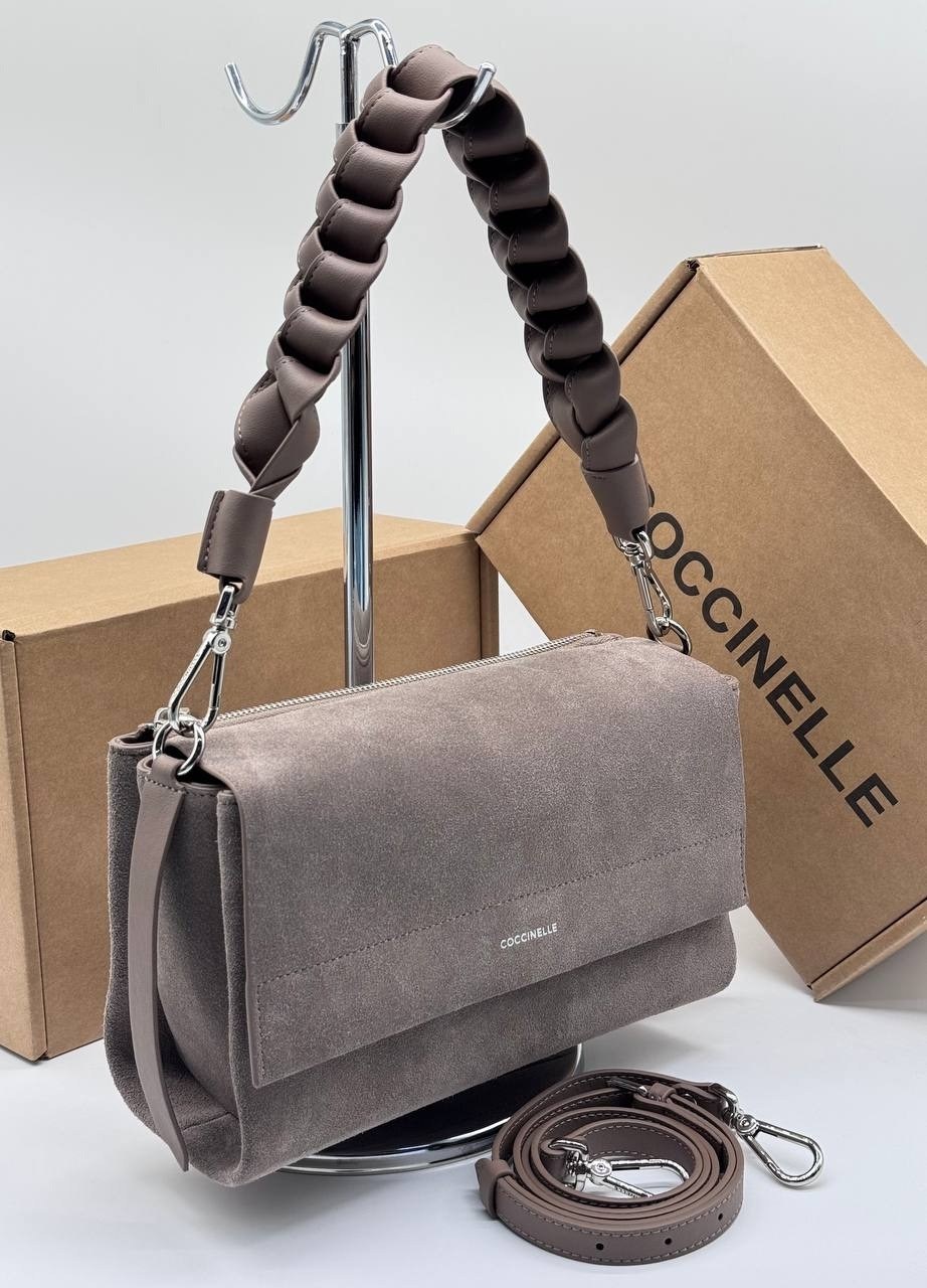 замшевая сумка хобо boheme suede bimaterial coccinelle,сумка coccinelle,женский coccinelle сумка boheme suede bimaterial из натуральной замши (цвет коричневый),сумка boheme suede bimaterial из натурал