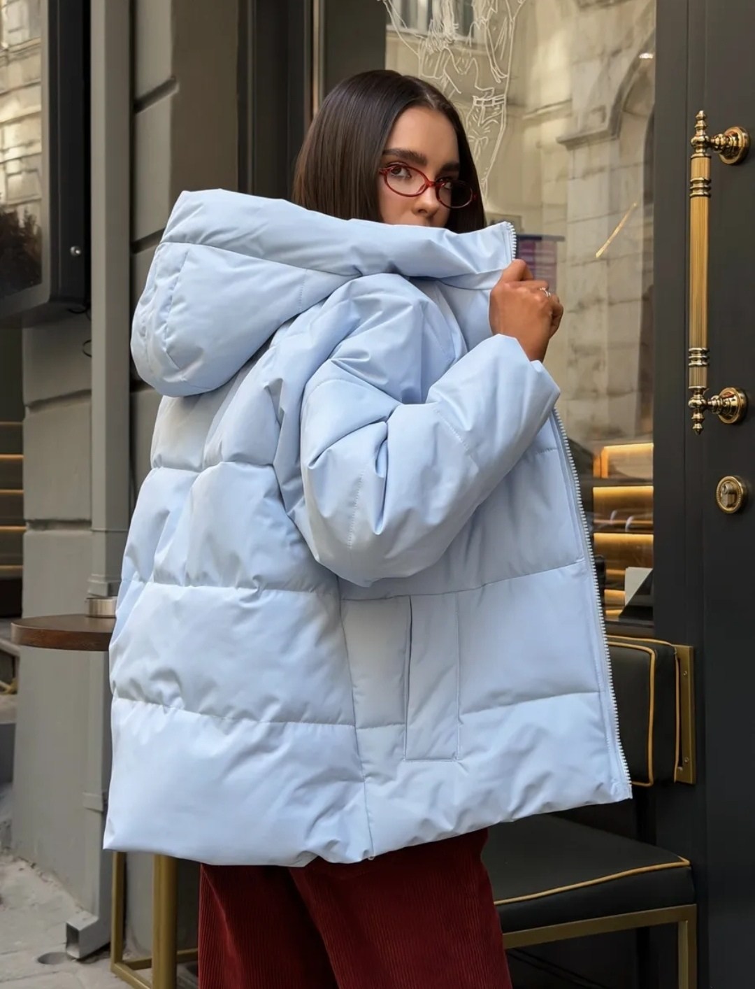 куртка оверсайз,куртка демисезонная с капюшоном vau look цвет голубой,куртка,куртка женская демисезонная,куртка демисезонная с капюшоном vau look 200067719