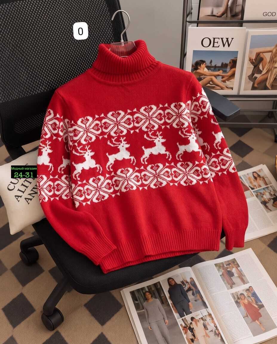 свитер женский с оленями,свитер новогодний с оленями win&wool,женский свитер,свитер новогодний,свитер с оленями