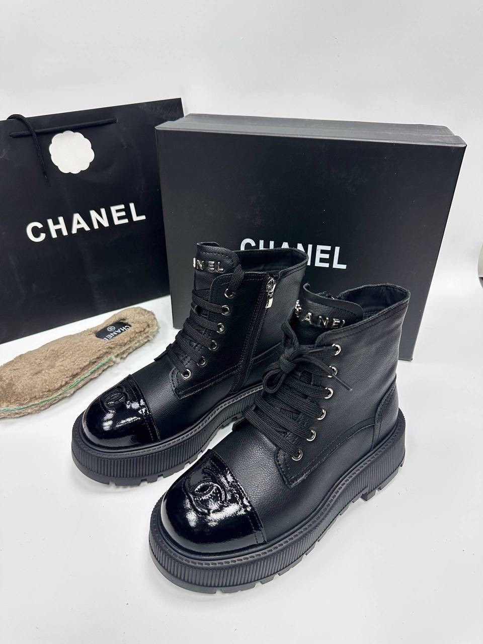 ботинки chanel,ботинки женские chanel,,chanel boots,chanel женские кожаные ботинки с мехом premium