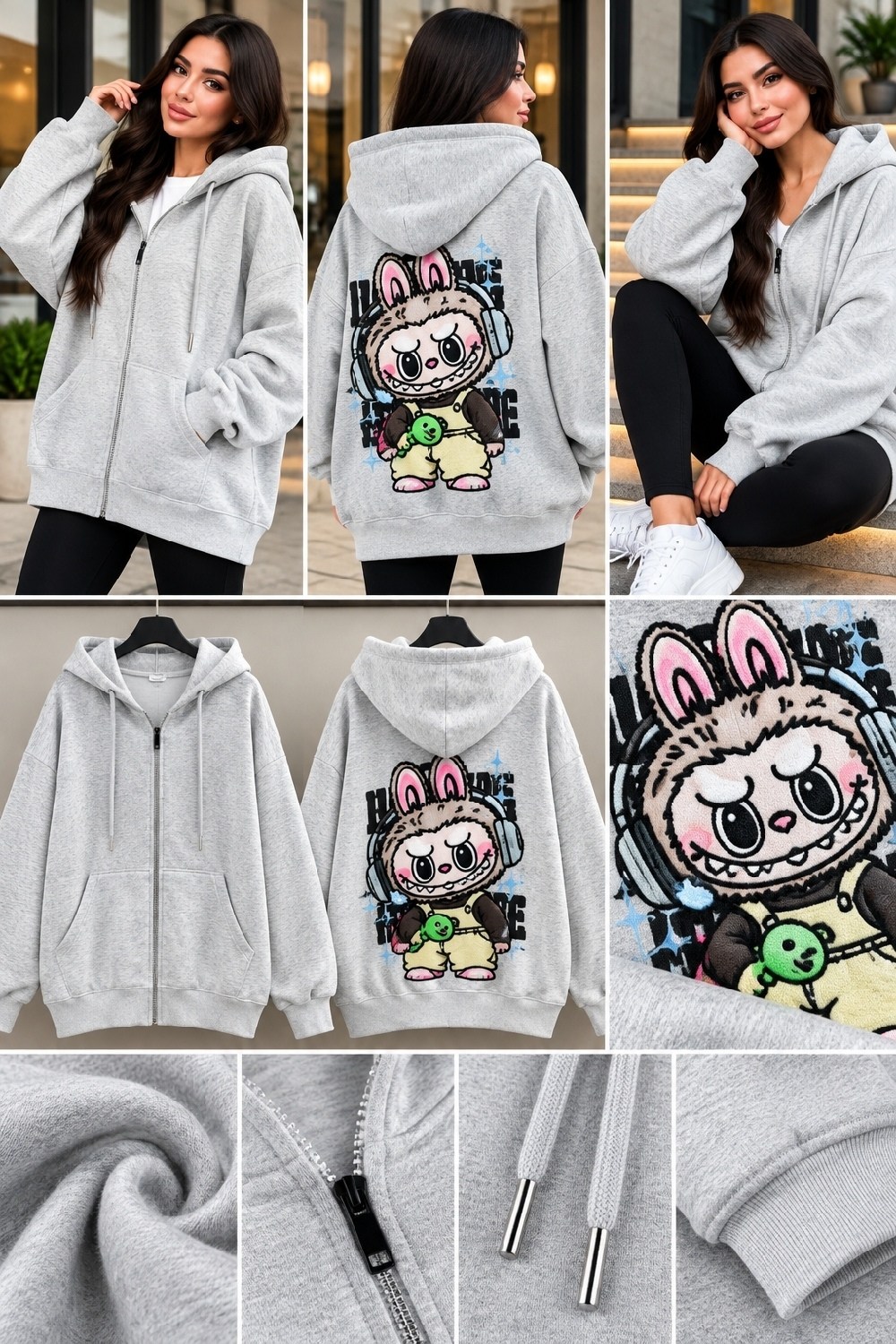 модная толстовка,женская толстовка,толстовка с капюшоном на молнии desigual zip-up hoodie mickey mouse серый,толстовка женская с капюшоном,толстовка