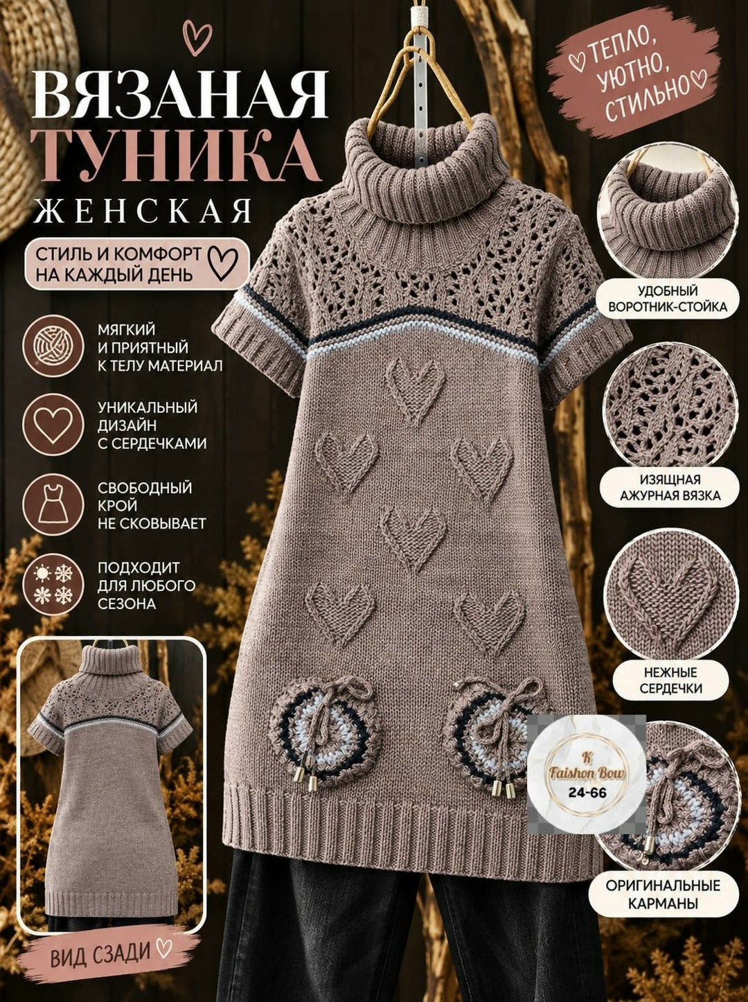 вязаные туники,вязаное теплое платье,теплая туника,платье спицами,платье спицами для девочки