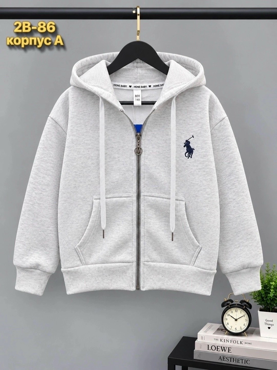 толстовка хлопкового трикотажа для мальчиков с логотипом и молнией polo ralph lauren, серый,кофта толстовка,детская кофта,толстовка,толстовка для мальчика