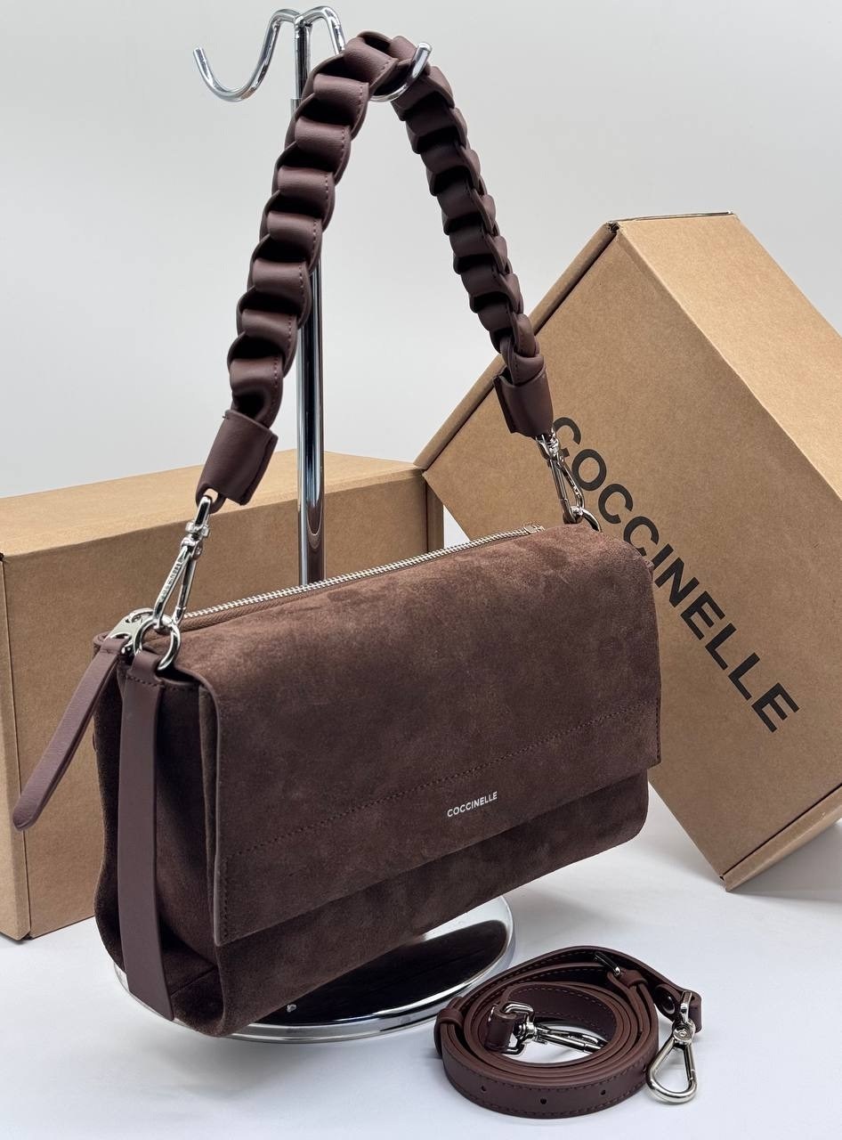 замшевая сумка хобо boheme suede bimaterial coccinelle,сумка coccinelle,женский coccinelle сумка boheme suede bimaterial из натуральной замши (цвет коричневый),сумка boheme suede bimaterial из натурал