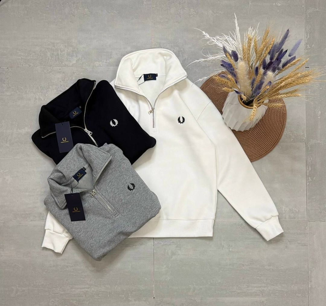 свитшот полузамок fred perry на флисе,свитшот на молнии кофта полузамок old money,мужская кофта,кофта толстовка,кофта fred perry