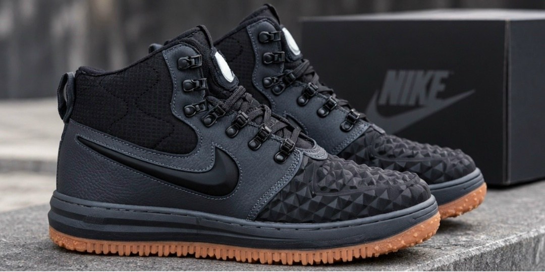 кроссовки nike lunar force 1 duckboot,nike lunar force 1 duckboot,nike air force 1 lunar duckboot,nike air force 1 lunar duckboot black grey с мехом,зимние кроссовки nike lunar force 1 duckboot grey с