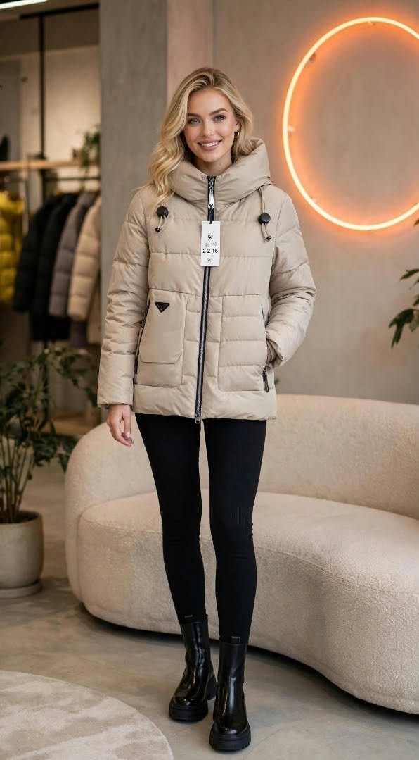 куртка пуховик женская зимняя style line,зимние куртки,куртка зимняя женская,пуховик бежевый,куртка бежевая