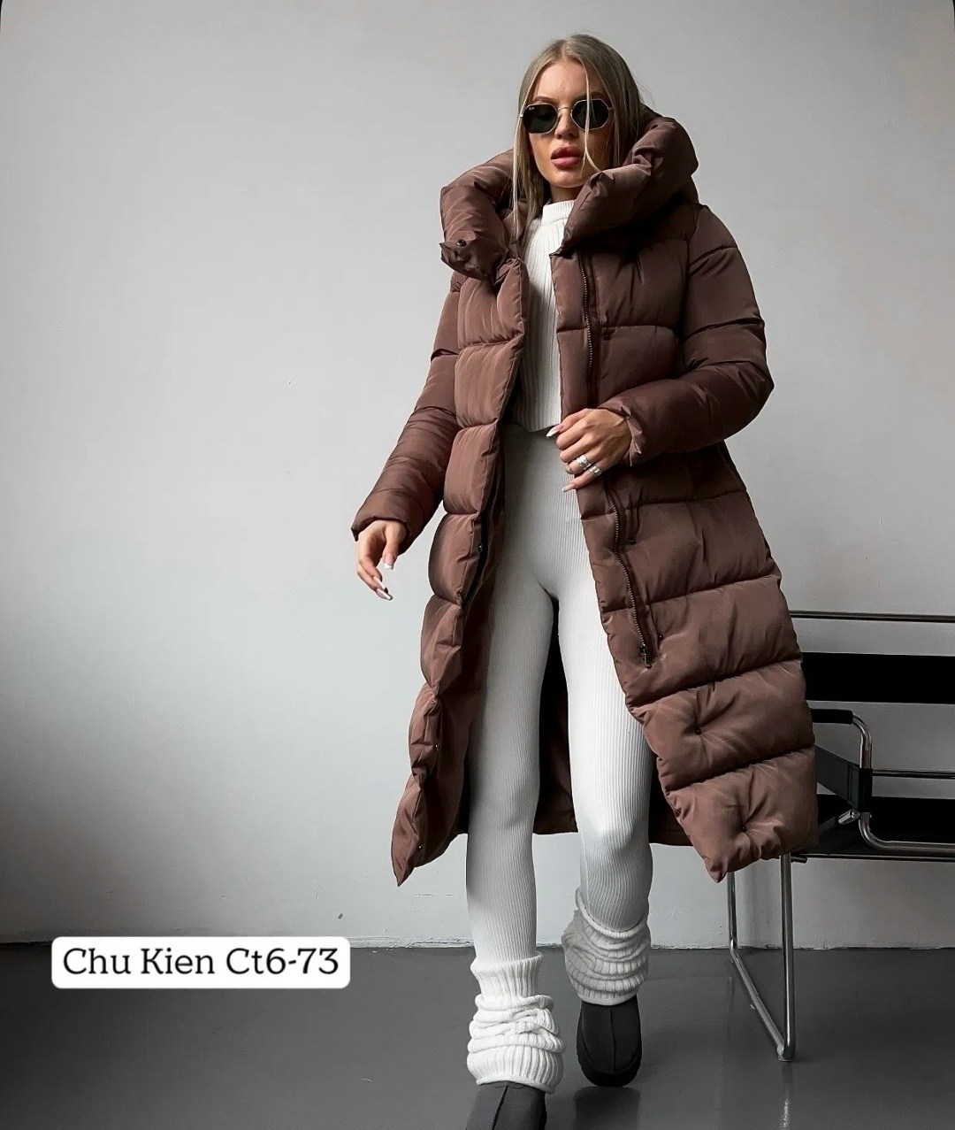 пуховик длинный с капюшоном оверсайз chica chic,пуховик женский,пуховик зимний женский,куртка зимняя длинная женская,женская куртка