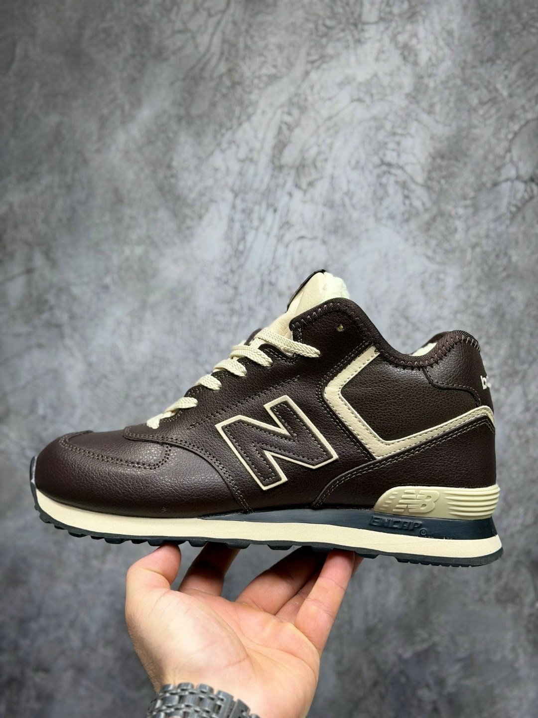 кроссовки new balance 574 leather 'dark brown',кроссовки new balance 574 зимние коричневые,new balance 574 коричневые,коричневые кроссовки new balance 574,зимние кроссовки new balance 574