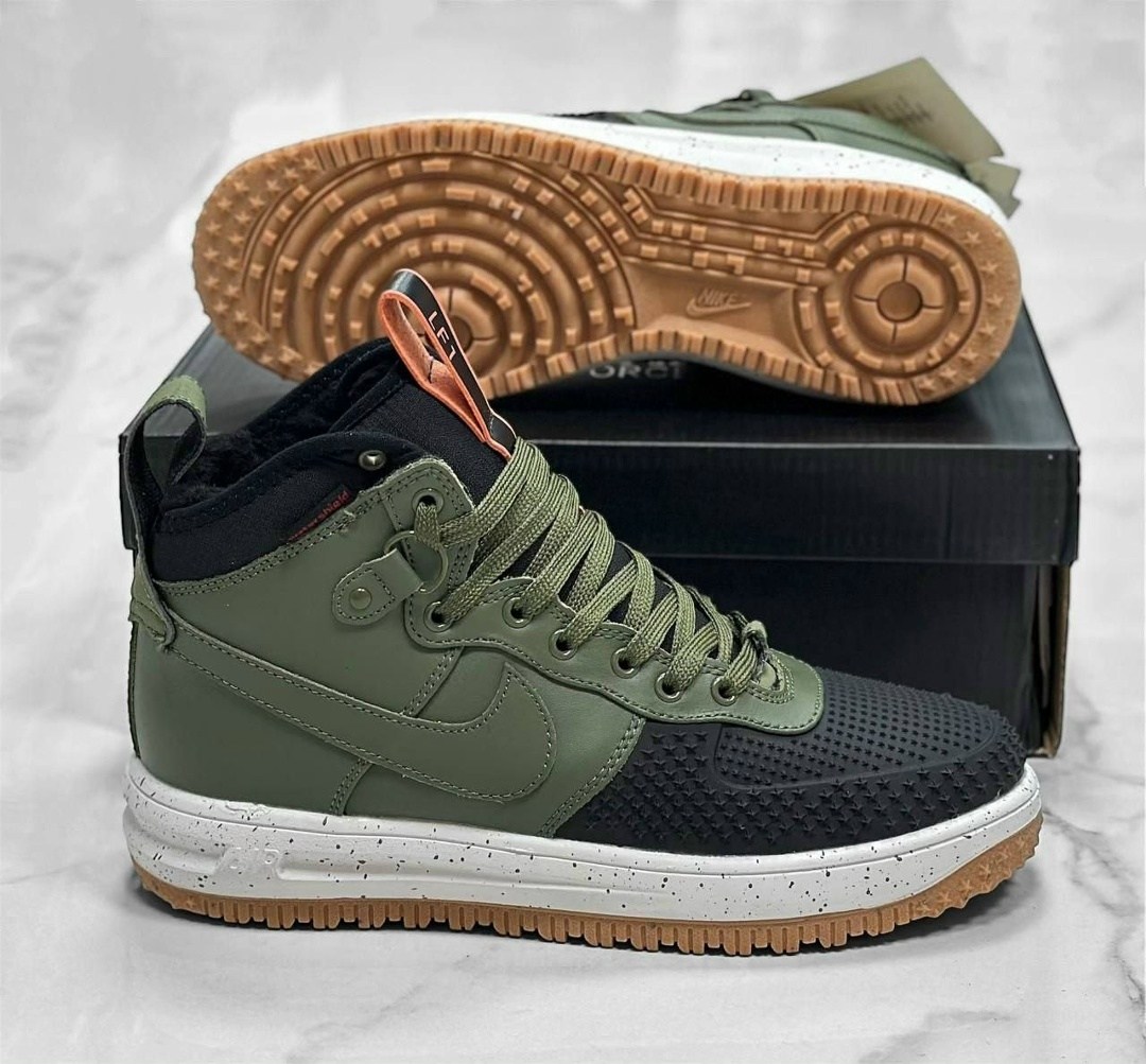 кроссовки nike lunar force 1 duckboot,кроссовки nike lunar force 1,кроссовки nike air force 1 lunar duckboot green зимние с мехом,nike air force 1 lunar duckboot,nike lunar force 1 duckboot