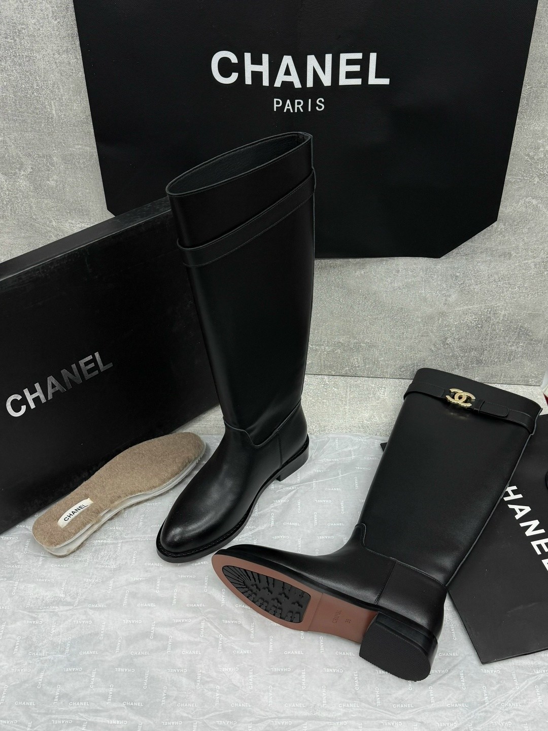 сапоги chanel,сапоги шанель,,сапоги,женские осенние сапоги chanel 2026 черные кожаные высокие