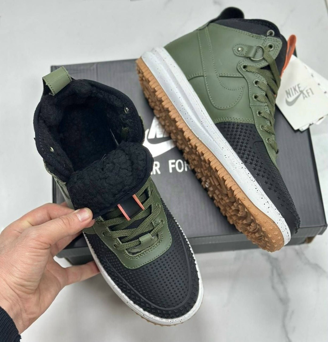 кроссовки nike lunar force 1 duckboot,кроссовки nike lunar force 1,кроссовки nike air force 1 lunar duckboot green зимние с мехом,nike air force 1 lunar duckboot,nike lunar force 1 duckboot