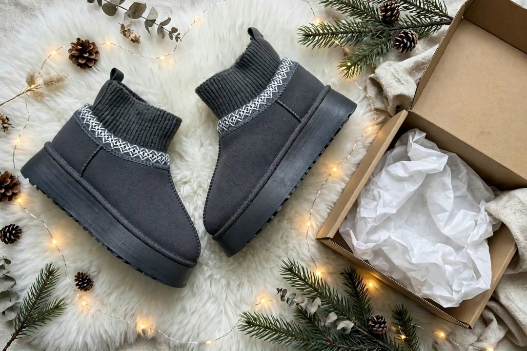 угги женские,угги женские зимние,,угги зимние tazz platform knit цвет серый,угги