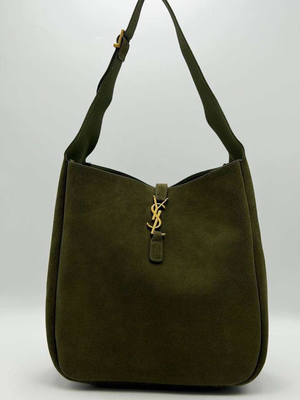 yves saint laurent женская зелёная замшевая сумка 37x29 см,сумка замшевая,сумка из натуральной замши,сумка женская натуральная замша,сумка